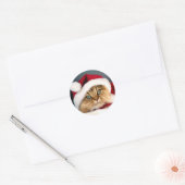 Santa Tabby Cat Classic Ronde Sticker (Envelop)