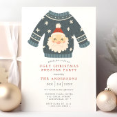 Santa Tacky Ugly kerstSweater Party Kaart