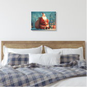 Santa Taking a Rooftop Break – Cozy Christmas Nigh Canvas Afdruk (Insitu (Slaapkamer))