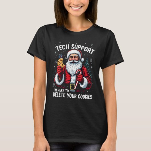 Santa Tech Support Christmas Humor T-shirt (Voorkant)