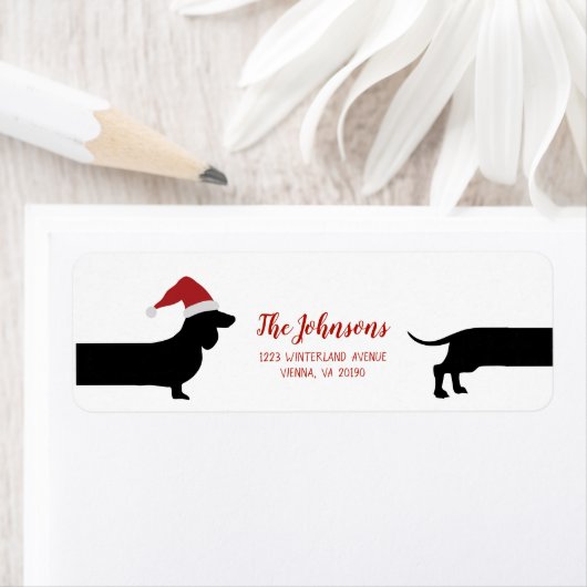 Santa teckel Kerstmis retour label (Insitu)