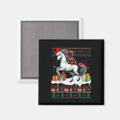 Santa Teckel Rijdende Eenhoorn Kersttrui L Magneet (Voorkant / Achterkant)