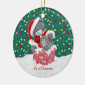 Santa Teddy Bear, eerste kerstversiering Keramisch Ornament (Links)