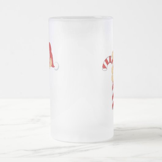 Santa Teddy Bear en Candycane Matglas Bierpul (Center)