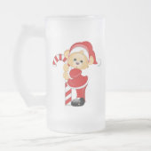 Santa Teddy Bear en Candycane Matglas Bierpul (Links)