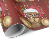 Santa Teddy Bear met snoepriet Cadeaupapier (Rol Hoek)
