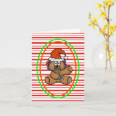Santa Teddy Bear met Stethoscoop-kerstkaart Kaart (Gele Bloem)