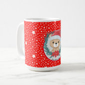 Santa Teddy Bear Rode en Witte Ster Kerstmis Koffiemok (Voorkant links)