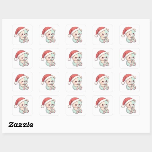 Santa Teddy bear Vierkante Sticker (Vel)