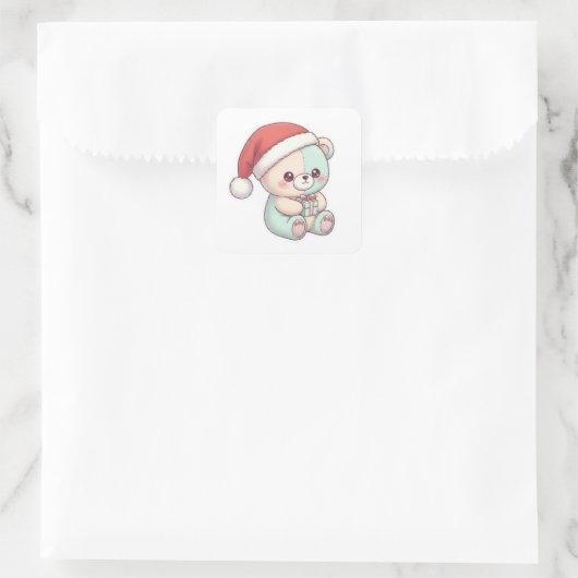 Santa Teddy bear  Vierkante Sticker (Tas)
