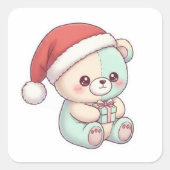 Santa Teddy bear Vierkante Sticker (Voorkant)