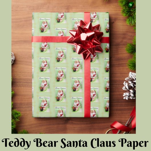 Santa Teddy Bear Wrapping Paper Cadeaupapier