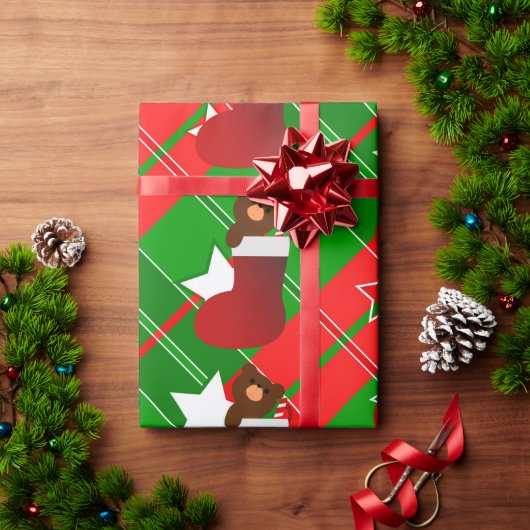 Santa Teddy beer in kerstmis Cadeaupapier (Feestdagen Geschenken)