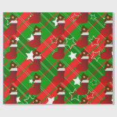 Santa Teddy beer in kerstmis Cadeaupapier (Vlak)