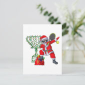 santa tennis kerstmis cadeau mannen kaart (Staand voorkant)