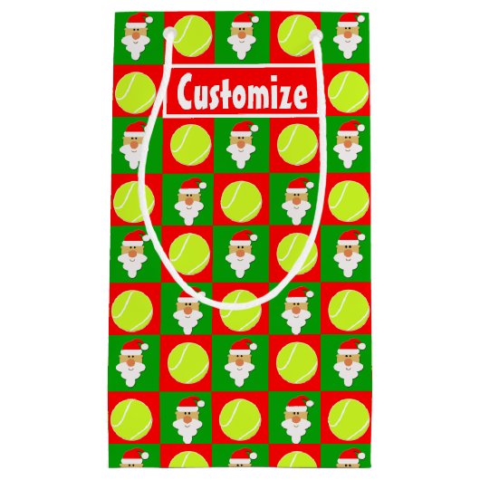 Santa Tennis Player Custom Name / Text Kerstmis Klein Cadeauzakje (Voorkant)