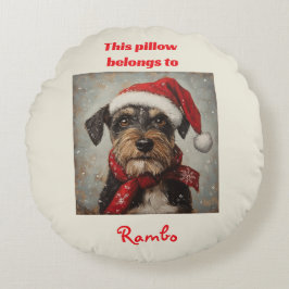 Santa Terrier, cadeau voor hondenliefhebber of hon Rond Kussen