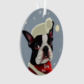 Santa Terrier, Kerstmis, hond Ornament (voorkant)