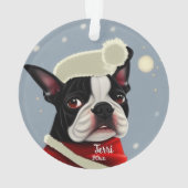 Santa Terrier, Kerstmis, hond Ornament (achterkant)