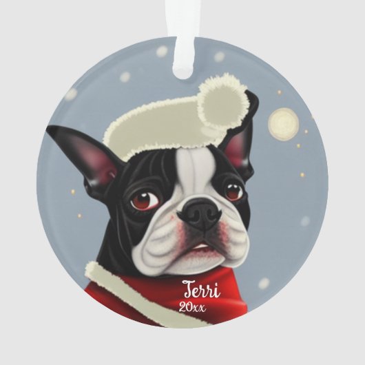 Santa Terrier, Kerstmis, hond Ornament (achterkant)