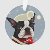 Santa Terrier, Kerstmis, hond Ornament (voorkant)