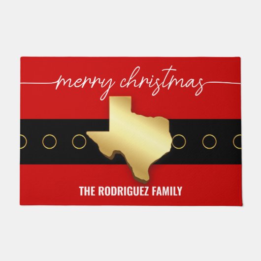 Santa Texas Belt Buckle Kerstmis Deurmat (Voorkant)