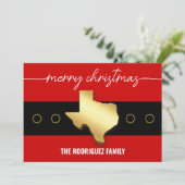 Santa Texas Belt Buckle Kerstmis Feestdagenkaart (Staand voorkant)