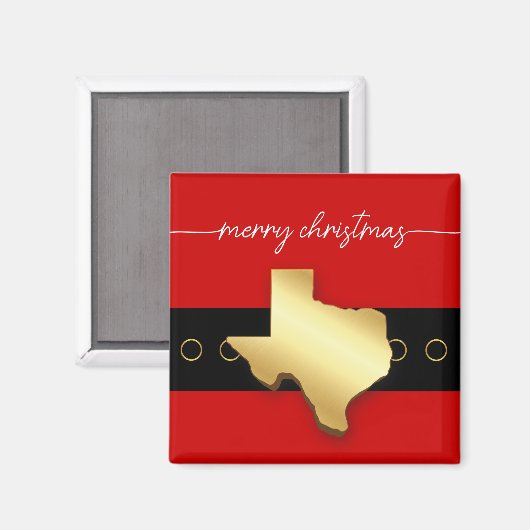 Santa Texas Belt Buckle Kerstmis Magneet (Voorkant / Achterkant)