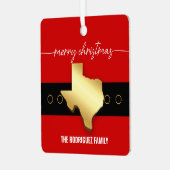 Santa Texas Belt Buckle Kerstmis Metalen Ornament (Voorkant links)