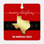 Santa Texas Belt Buckle Kerstmis Metalen Ornament (Voorkant)