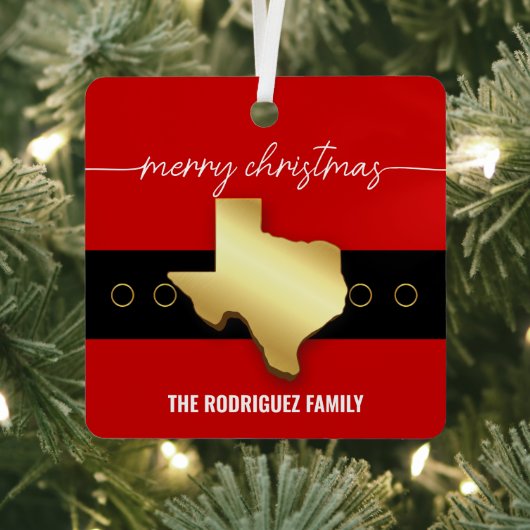 Santa Texas Belt Buckle Kerstmis Metalen Ornament (Insitu)