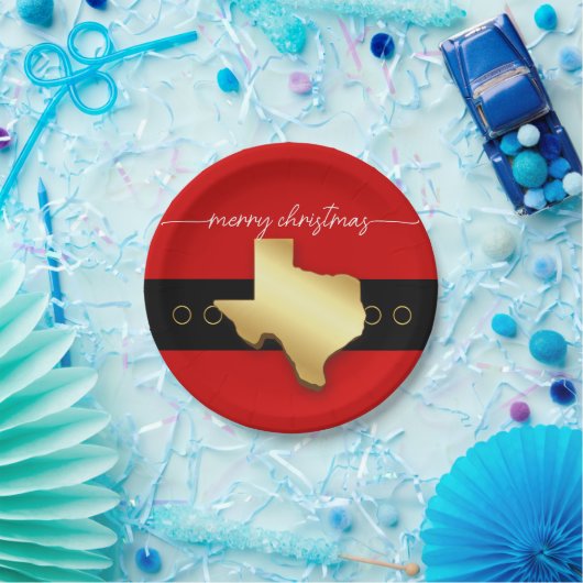 Santa Texas Belt Buckle Kerstmis Papieren Bordje (Feest)