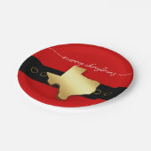 Santa Texas Belt Buckle Kerstmis Papieren Bordje (Gekanteld)