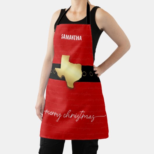 Santa Texas Belt Buckle Kerstmis Schort (Insitu)