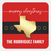 Santa Texas Belt Buckle Kerstmis Vierkante Sticker (Voorkant)