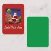 SANTA & THE ALIENS, Funny Holiday Kaart Notitiekaartje (Voorkant / Achterkant)