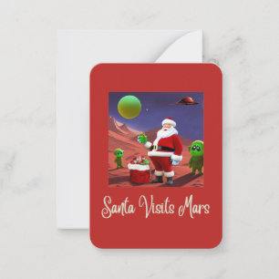 SANTA & THE ALIENS, Funny Holiday Kaart Notitiekaartje