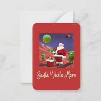 SANTA & THE ALIENS, Funny Holiday Kaart Notitiekaartje