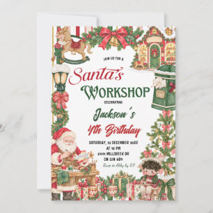 Santa Thema Santa's Werkplaats Kerst Verjaardag Kaart