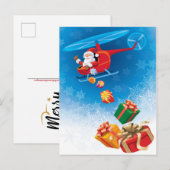 Santa Throwing Gifts van Helicopter Funny Holiday Feestdagenkaart (Voorkant / Achterkant)