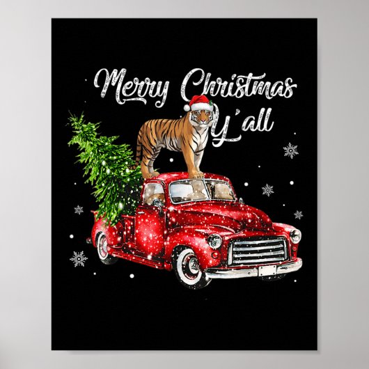 Santa Tiger Ride Rode Vrachtwagen Lelijke Trui Ker Poster (Voorkant)