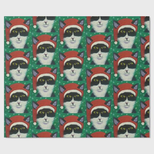 Santa Tixedo-kat Cadeaupapier (Vlak)