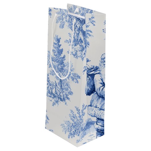 Santa Toile Wijn Cadeautas (Achterkant Gekanteld)