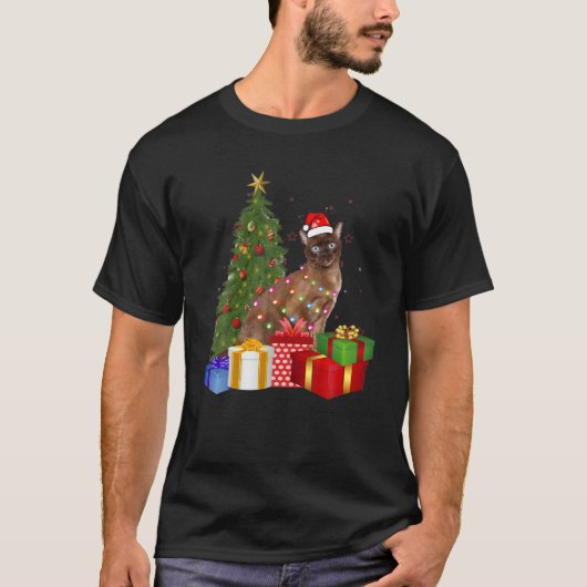 Santa Tonkinese kerstboom Light Funny Xma T-shirt (Voorkant)