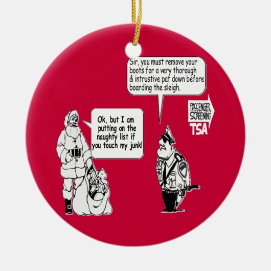 SANTA TOUCH MY JUNK TSA BLACK KERAMISCH ORNAMENT (Voorkant)