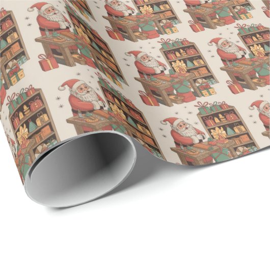 Santa Toy Workshop Cadeaupapier (Rol Hoek)