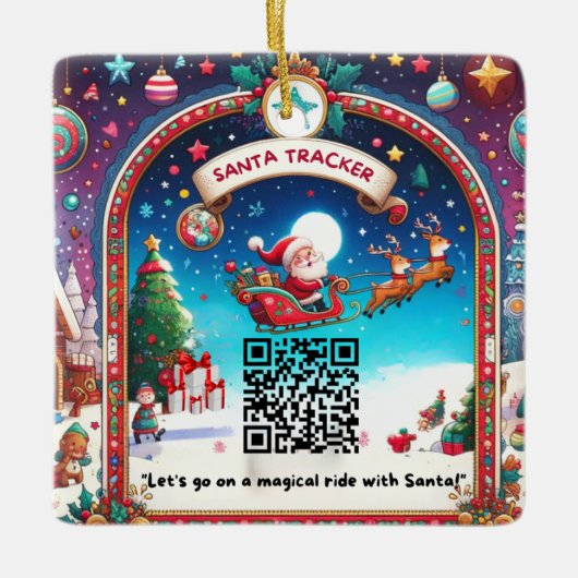 Santa Tracker QR Code Vierkante Kerstmis Ornament (Voorkant)