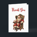 Santa Traditional Christmas Bedankkaart<br><div class="desc">Gevouwen bedankkaart met een  stijl afbeelding met klassieke Sinterklaas zittend in een ouderwetse armstoel. Heerlijk traditioneel kerstontwerp.</div>