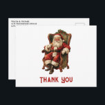 Santa Traditional Christmas Dank u Briefkaart<br><div class="desc">Dank u briefkaart met een  stijl afbeelding met klassieke Sinterklaas zitten in een ouderwetse armstoel. Heerlijk traditioneel kerstontwerp.</div>