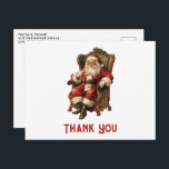 Santa Traditional Christmas Dank u Briefkaart<br><div class="desc">Dank u briefkaart met een  stijl afbeelding met klassieke Sinterklaas zitten in een ouderwetse armstoel. Heerlijk traditioneel kerstontwerp.</div>